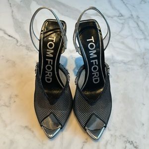 Tom Ford Leather Mesh & PVC Slingback Heels (2019 season)